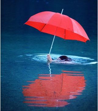 red-umbrella-in-water